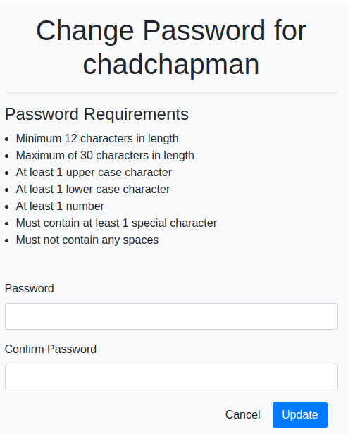Change password view
