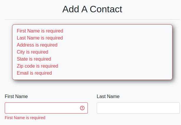 Front end messages
