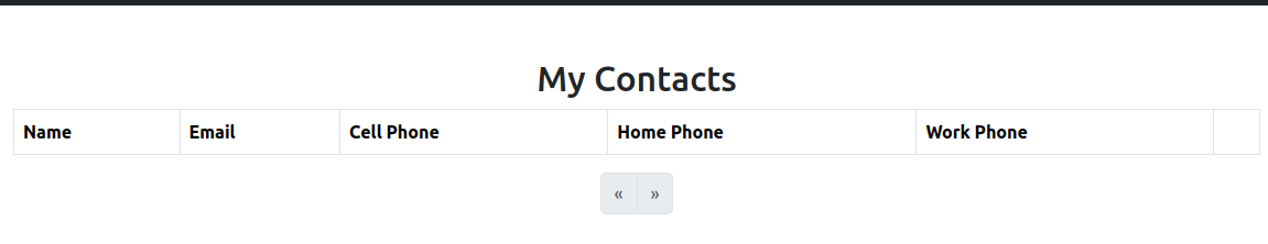 Contacts' index view with no data