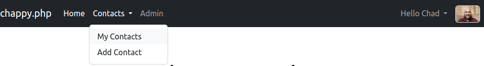 Navigation bar with open menu