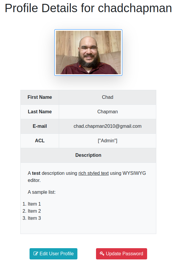 User profile view