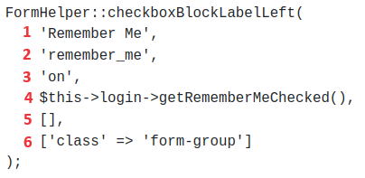 Example checkboxBlockLabelLeft function call