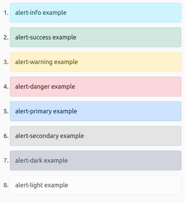 Available colors for flash messages