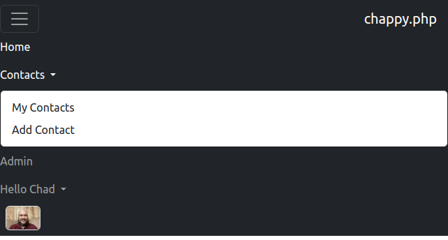 Mobile navigation bar with open menu