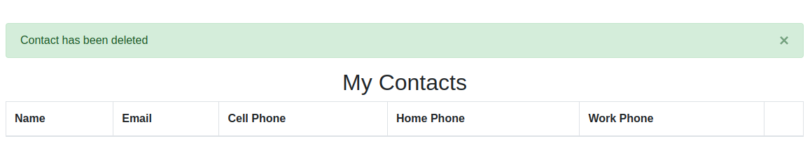 Alert success message